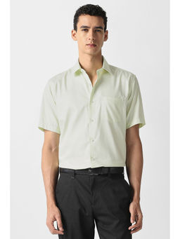 Van Heusen - Men Green Textured Half Sleeves Wedding Shirt
