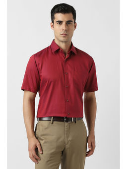 Van Heusen - Men Red Stripes Half Sleeves Wedding Shirt
