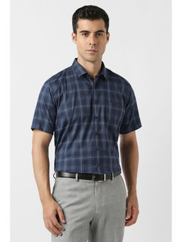 Van Heusen - Checks Formal Navy Blue Shirt