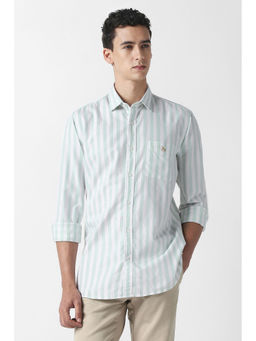 Van Heusen - White & Green Stripes Casual Shirt