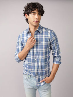American Eagle - Men Rustic Blue Everyday Poplin Button-Up Shirt