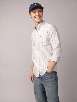 American Eagle - Men Desert White Everyday Slim Oxford Button-Up Shirt