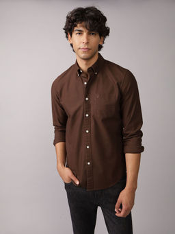 American Eagle - Men Brown Everyday Slim Oxford Button-Up Shirt