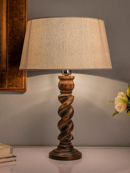 Homesake - Black Twister Table Lamp Khadi Shade