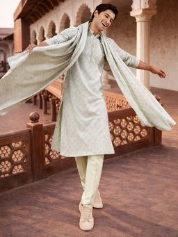 Vastramay - Grey Rayon Kurta and Pyjama with Dupatta