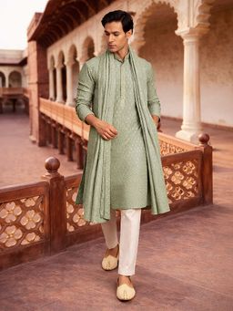 Vastramay - Green Rayon Kurta and Pyjama with Dupatta