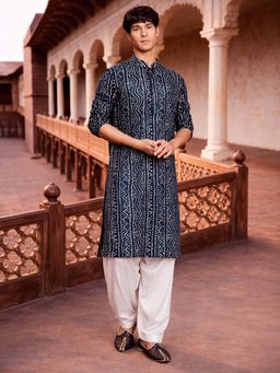 Vastramay - Navy Blue Rayon Kurta and Patiala