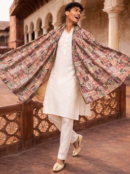 Vastramay - Cream Viscose Kurta and Pyjama with Dupatta