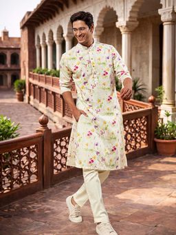 Vastramay - Cream Cotton Blend Kurta