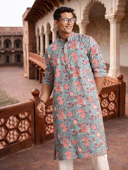 Vastramay - Aqua Cotton Kurta