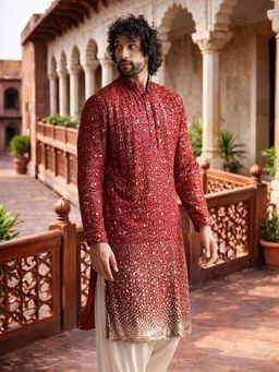 Vastramay - Maroon Georgette Kurta