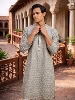 Vastramay - Grey Rayon Kurta