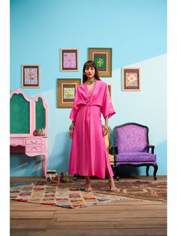 Papa Don't Preach by Shubhika - Pink Not So Secret Kaftan Dress With Slip