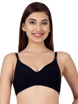 Clovia - Non-Padded Non-Wired Full Cup Bra In Black Cotton Rich