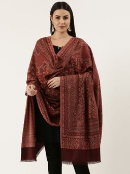 Pashmoda - Women Brown Woven Design Jamawar Shawl