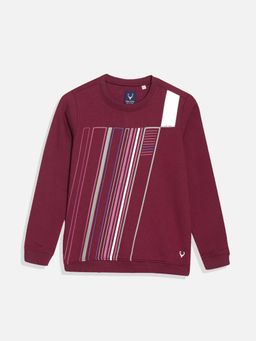 Allen Solly - Boys Maroon Print Regular Fit Sweatshirt