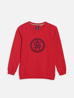 Allen Solly - Boys Red Embroidered Regular Fit Sweatshirt