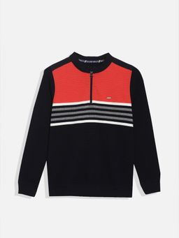 Allen Solly - Boys Black Stripes Regular Fit Sweatshirt