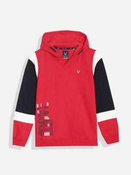 Allen Solly - Boys Red Colorblock Regular Fit Sweatshirt