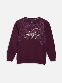 Allen Solly - Girls Wine Embellished Regular Fit Sweatshirt
