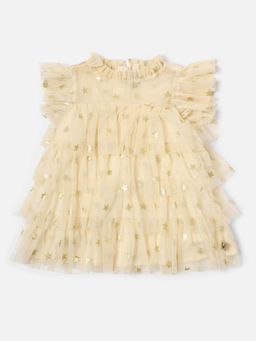 Allen Solly - Girls Beige Print Regular Fit Party Dress
