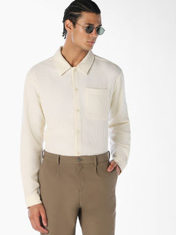 Jack & Jones - Men Beige Cotton Blend Slim Fit Shirt