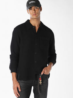 Jack & Jones - Men Black Cotton Blend Slim Fit Shirt
