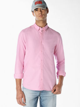 Jack & Jones - Men Pink Cotton Slim Fit Shirt