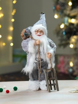 Little Surprise Box - 12 Inches Grey Shiny Hanging Sledge Santa