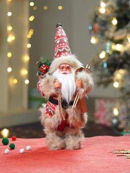 Little Surprise Box - 12 inches Red & Olive Snowflakes Santa