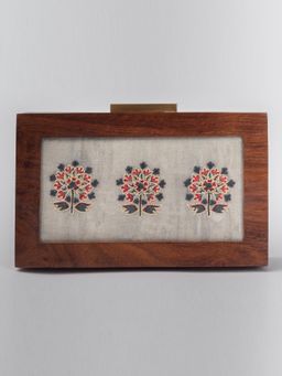 Vareli Bafna - Designs Grey Blossom Grey Clutch