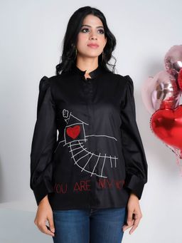 Pearls & Pastels - You Are My Home Black Pure Cotton Shirt