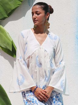 Chidiyaa - Walk In The Clouds Varsha Handprinted Cotton Top