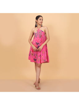 HANDME - Floral Elegance Halter Neck Dress