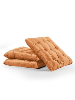 Kuber Industries - 3 Pcs Velvet 16 Inch Chair Pad Cushion For Dining, Office & Home Golden