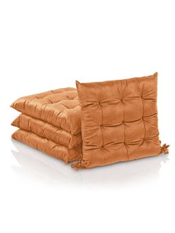 Kuber Industries - 4 Pcs Velvet 16 Inch Chair Pad Cushion For Dining, Office & Home Golden