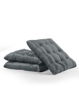 Kuber Industries - 3 Pcs Velvet 16 Inch Chair Pad Cushion For Dining, Office & Home Grey