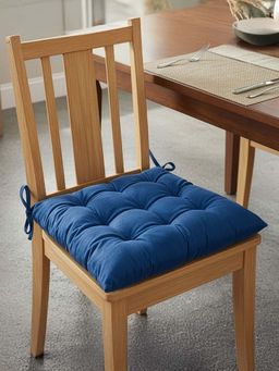 Kuber Industries - 16 Inch Velvet Chair Pad Cushion For Dining, Office & Home Navy Blue