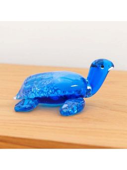 Smokey Cocktail - Turtle Figurine With Jellyfish Core - Blue