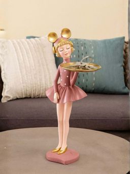 Smokey Cocktail - Charming Girl Butler Tray Figurine - Pink