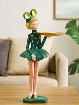 Smokey Cocktail - Charming Girl Butler Tray Figurine - Green