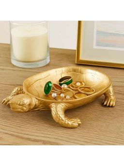 Smokey Cocktail - Golden Turtle Tray Sculpture - Golden