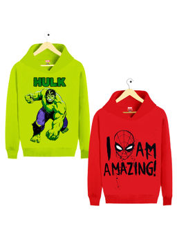 Kuchipoo - Marvel Boys Full Sleeves Regular Fit Multi-Color Hoodies (Pack of 2)
