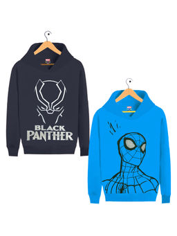 Kuchipoo - Marvel Boys Full Sleeves Regular Fit Multi-Color Hoodies (Pack of 2)
