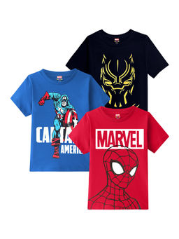 Kuchipoo - Marvel Boys Regular Fit Half Sleeves Multi-Color T-Shirts (Pack of 3)