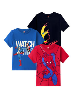 Kuchipoo - Marvel Boys Regular Fit Half Sleeves Multi-Color T-Shirts (Pack of 3)