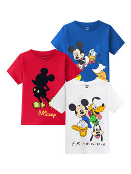 Kuchipoo - Disney Boys Half Sleeves Regular Fit Multi-Color T-Shirts (Pack of 3)