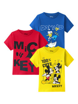 Kuchipoo - Disney Boys Half Sleeves Regular Fit Multi-Color T-Shirts (Pack of 3)