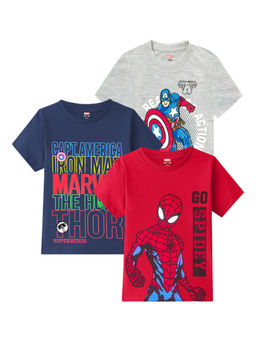 Kuchipoo - Marvel Boys Regular Fit Half Sleeves Multi-Color T-Shirts (Pack of 3)