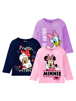 Kuchipoo - Disney Girls Full Sleeves Regular Fit Multi-Color T-Shirts (Pack of 3)
